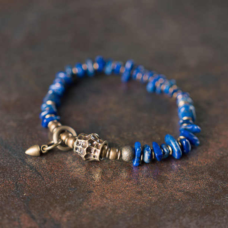 Buddha Stonesヴィンテージ不規則形状デザインラズライトポジティブブレスレット