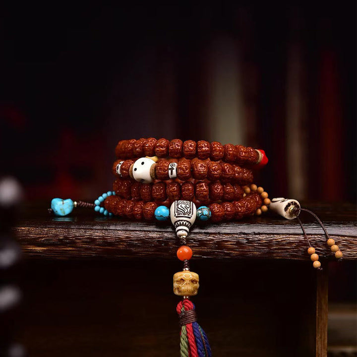 Buddha Stones108 ビーズ ルドラークシャ 菩提樹 種子 富 タッセルMala