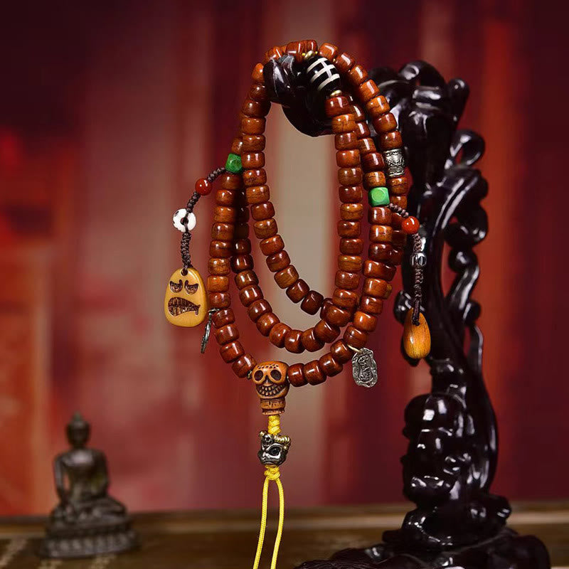 チベットのBuddha Stones108個の骨のビーズDziビーズの強さのMala