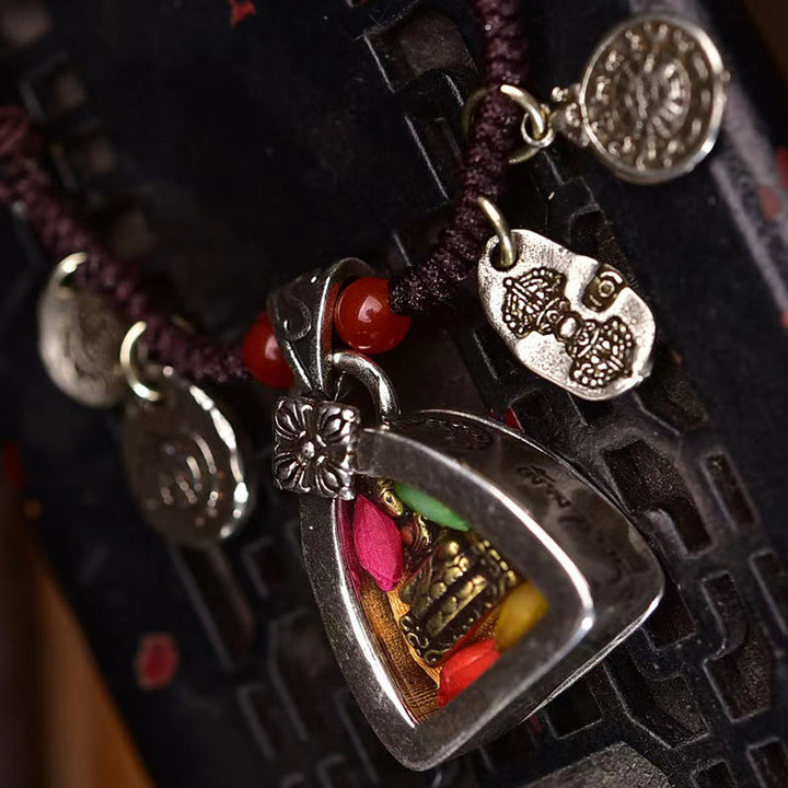 Buddha Stonesチベット薬師如来 慈悲の編みロープネックレスペンダント - image 4