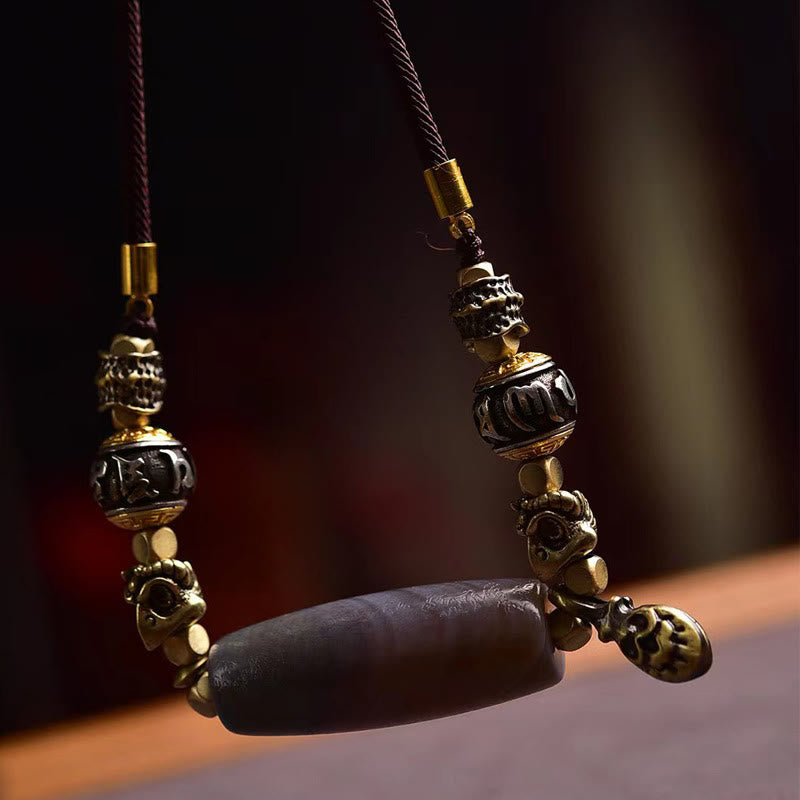 Buddha Stonesチベット Dzi ビーズオーム・マニ・パドメ・フム保護ネックレスペンダント - image 2