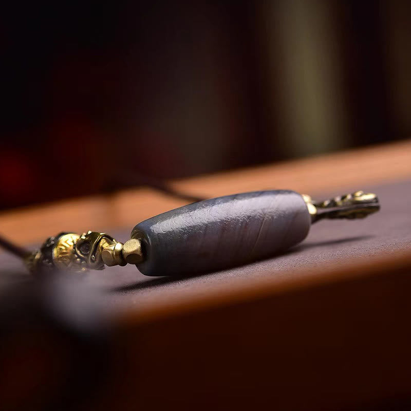 Buddha Stonesチベット Dzi ビーズオーム・マニ・パドメ・フム保護ネックレスペンダント - image 3