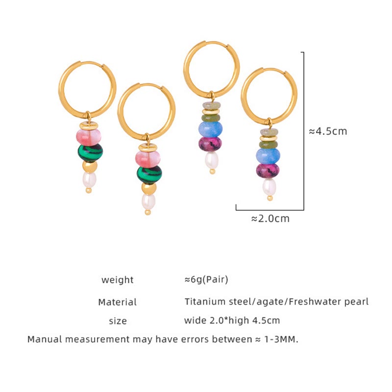 Buddha Stonesチベット マルニ石デザイン 天然赤瑪瑙パール コンフィデンス チタンスチールイヤリング