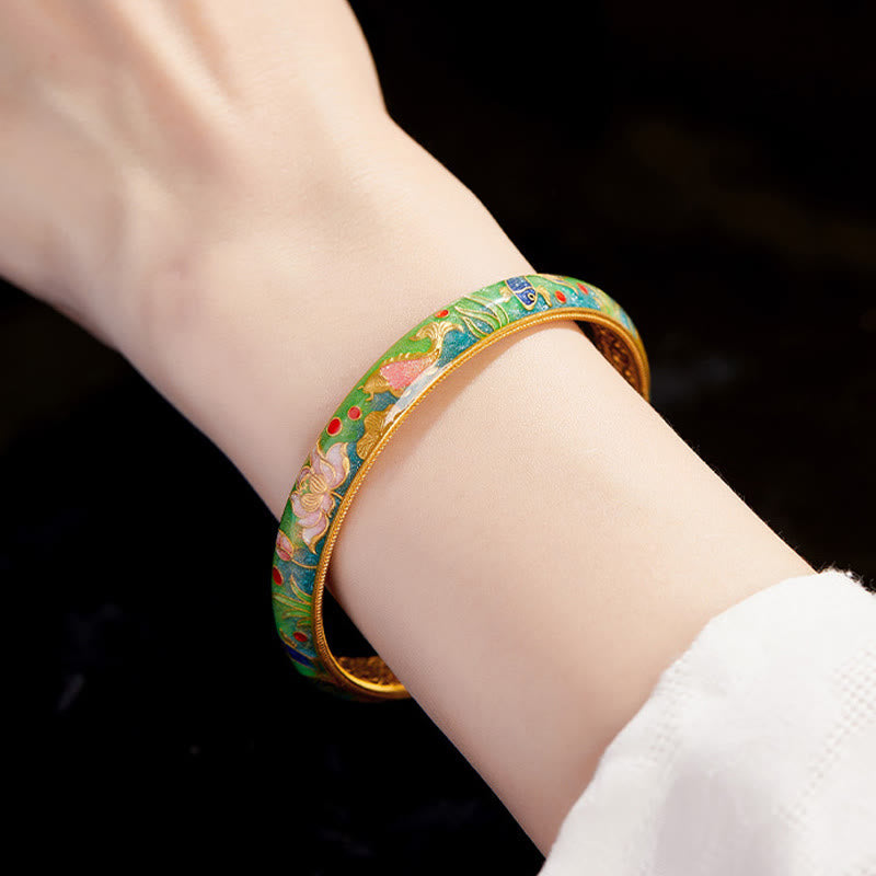 Buddha Stones 999スターリングシルバー 鯉 蓮 中空デザイン開運財運ブレスレットバングル 2.28インチ (58mm)