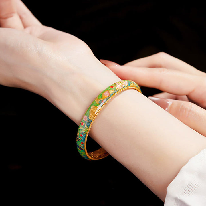 Buddha Stones 999スターリングシルバー 鯉 蓮 中空デザイン開運財運ブレスレットバングル 2.28インチ (58mm)