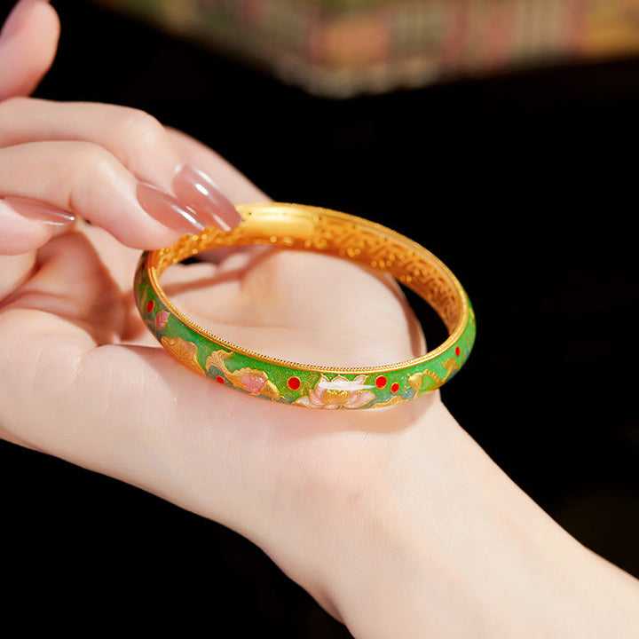 Buddha Stones 999スターリングシルバー 鯉 蓮 中空デザイン開運財運ブレスレットバングル 2.28インチ (58mm)