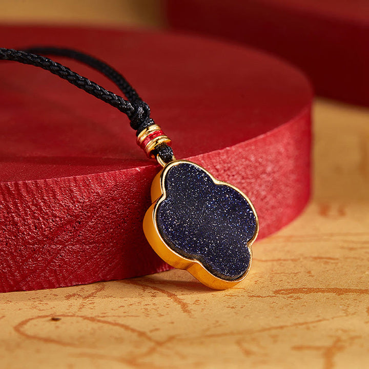 Buddha Stones925スターリングシルバー プラムブロッサムキャット 四つ葉のクローバー 祝福ネックレスペンダント - image 4