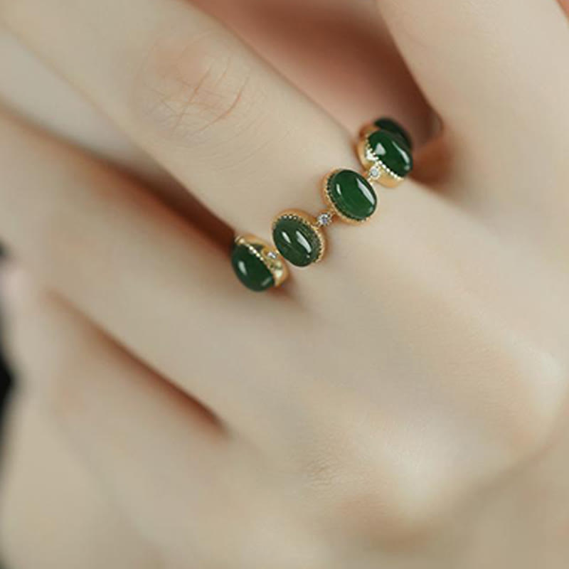 Buddha Stones925 スターリングシルバー 和田シアン翡翠ビーズ ヒーリング 調節可能リング