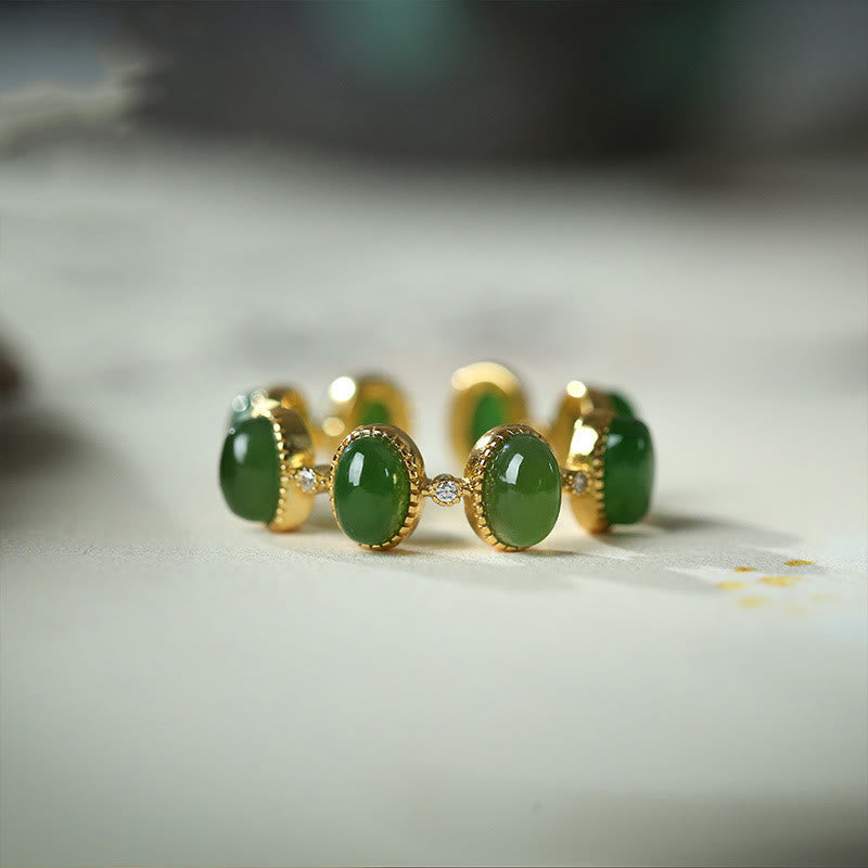 Buddha Stones925 スターリングシルバー 和田シアン翡翠ビーズ ヒーリング 調節可能リング