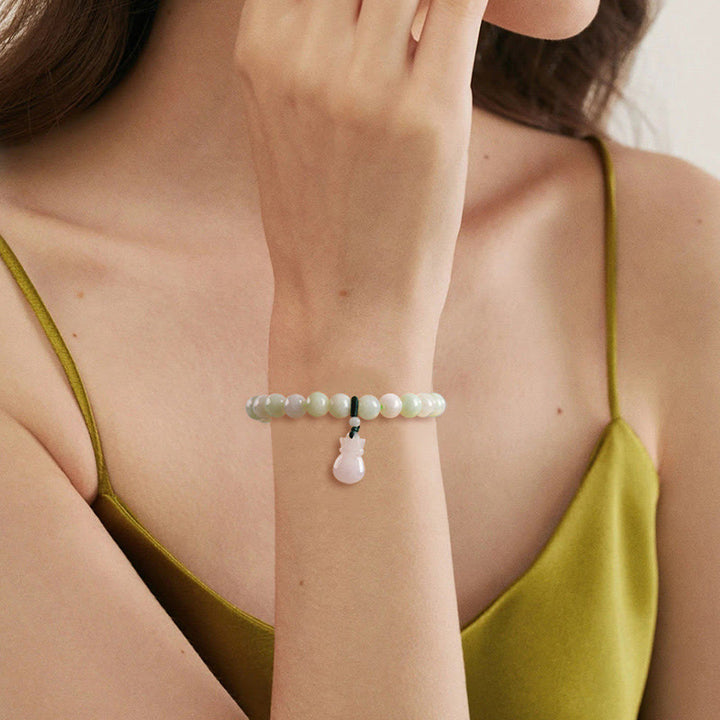 Buddha Stones天然翡翠のマネーバッグチャーム幸運ブレスレット