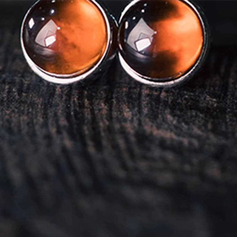 Buddha Stones925スターリングシルバー ガーネットプロテクションイヤリング