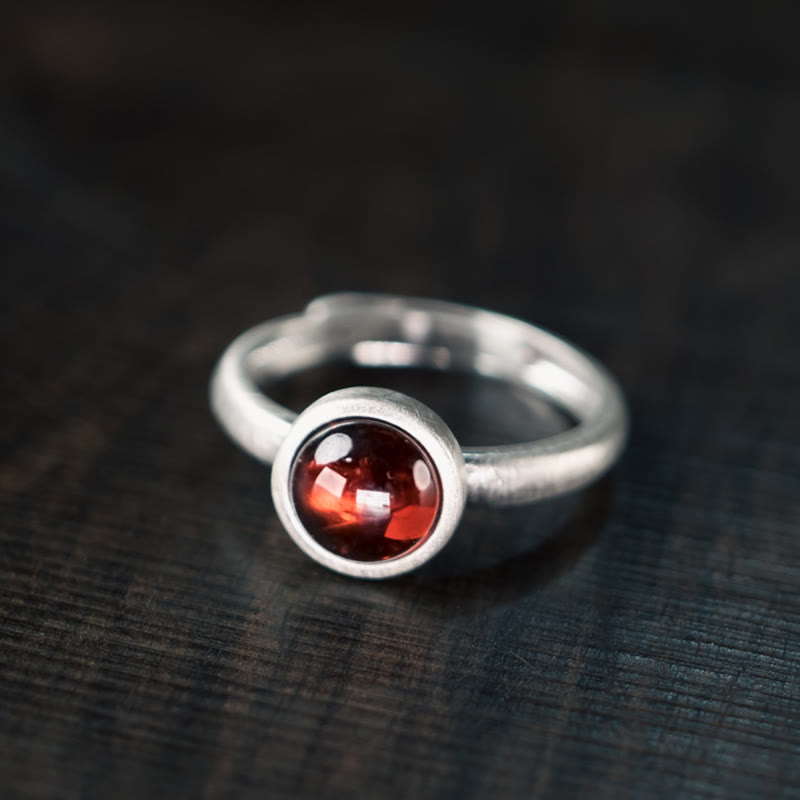 Buddha Stones天然 925 スターリングシルバー ガーネット 調節可能 挿入 カームリング