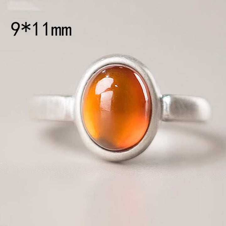 Buddha Stones天然 925 スターリングシルバー ガーネット 調節可能 挿入 カームリング