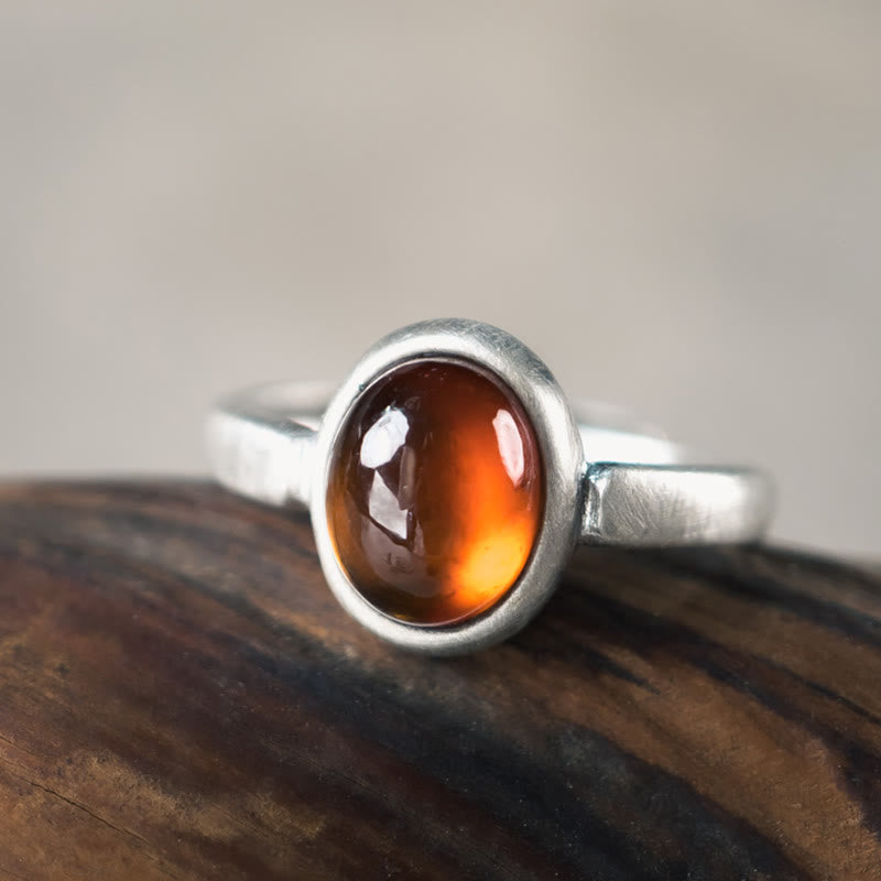 Buddha Stones天然 925 スターリングシルバー ガーネット 調節可能 挿入 カームリング