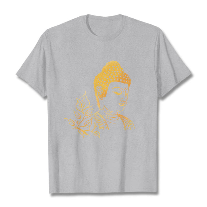 Buddha Stones、黄金の葉、瞑想仏陀Tシャツ - ライトグレー - 2XL - image 20