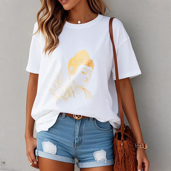 Buddha Stones、黄金の葉、瞑想仏陀Tシャツ - image 8