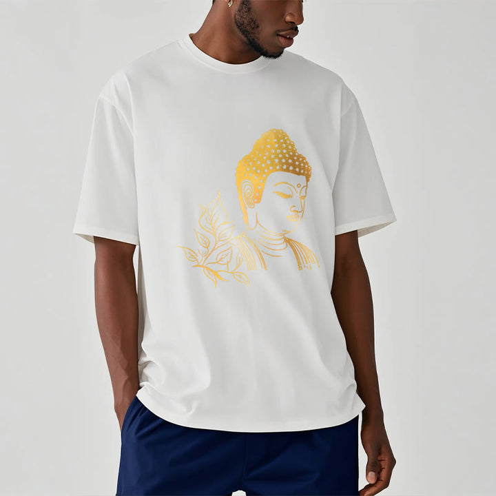 Buddha Stones、黄金の葉、瞑想仏陀Tシャツ - image 7