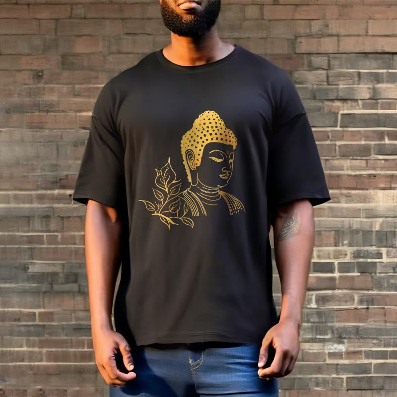 Buddha Stones、黄金の葉、瞑想仏陀Tシャツ - image 3