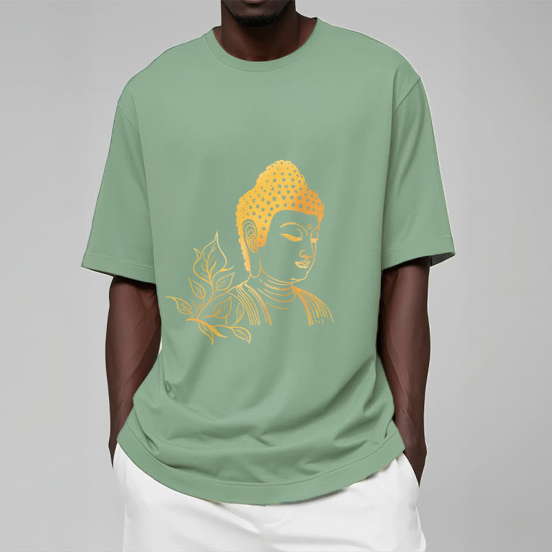 Buddha Stones、黄金の葉、瞑想仏陀Tシャツ - image 16