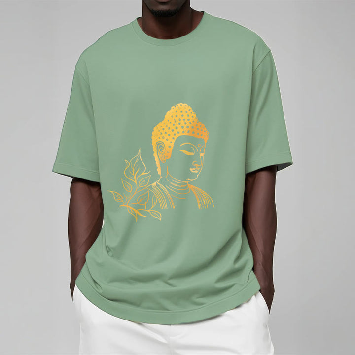 Buddha Stones、黄金の葉、瞑想仏陀Tシャツ - image 16