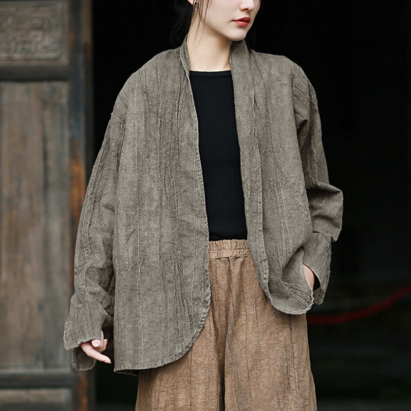 Buddha Stones無地タイダイ 長袖 禅瞑想 オープンフロント ジャケット