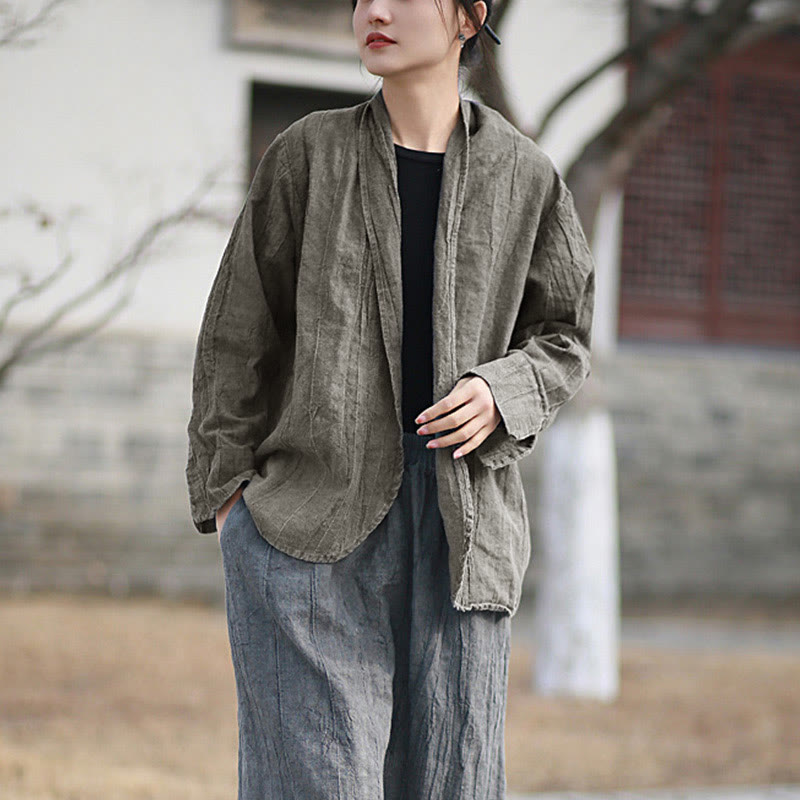 Buddha Stones無地タイダイ 長袖 禅瞑想 オープンフロント ジャケット