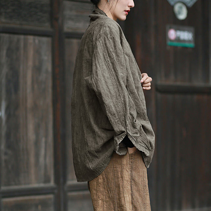 Buddha Stones無地タイダイ 長袖 禅瞑想 オープンフロント ジャケット