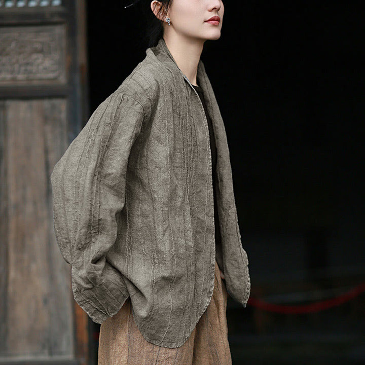 Buddha Stones無地タイダイ 長袖 禅瞑想 オープンフロント ジャケット