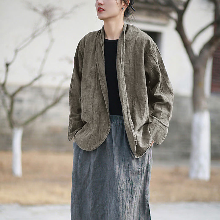 Buddha Stones無地タイダイ 長袖 禅瞑想 オープンフロント ジャケット