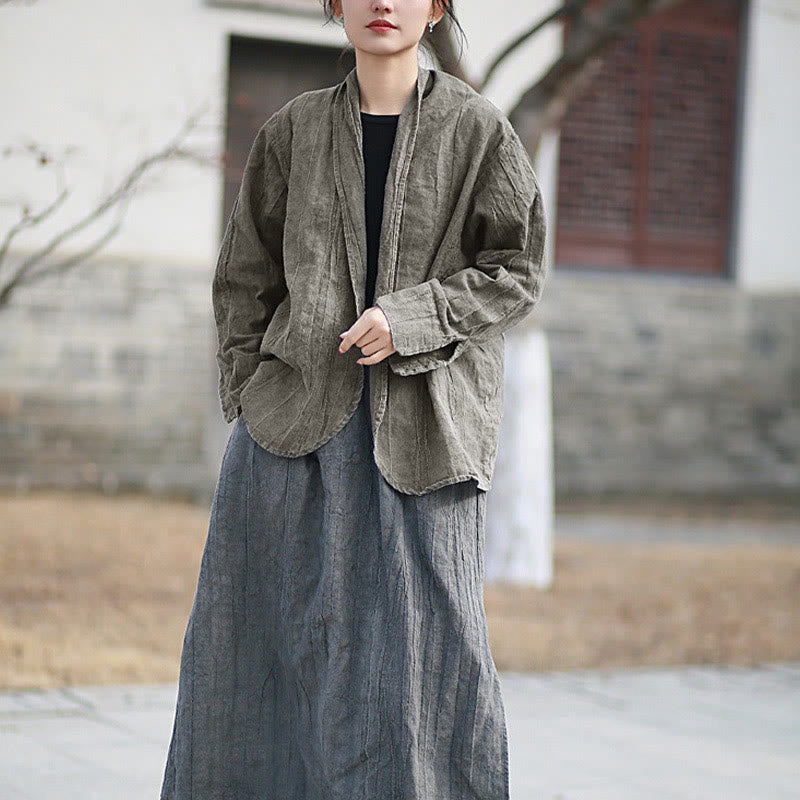 Buddha Stones無地タイダイ 長袖 禅瞑想 オープンフロント ジャケット