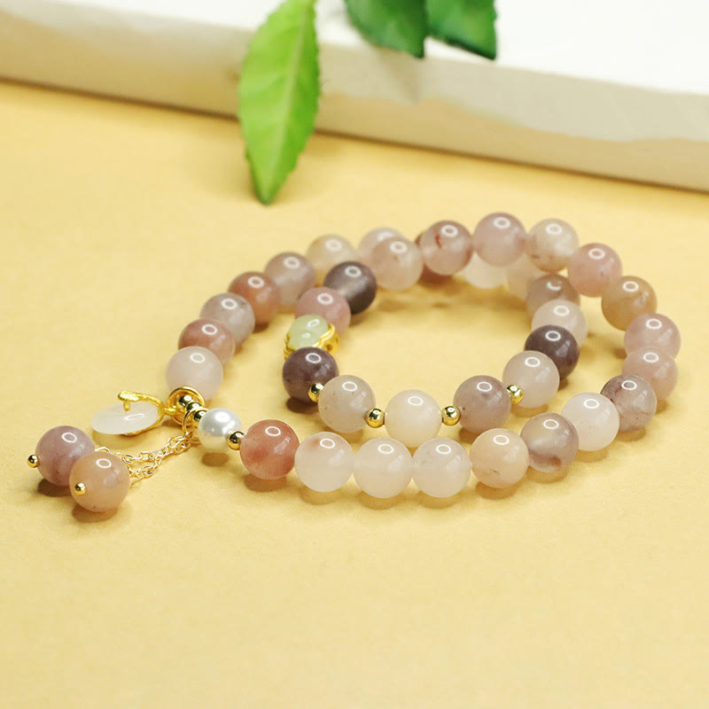 Buddha Stones天然ゴールデンシルク翡翠二重層ひょうたん平和バックル幸運ブレスレット