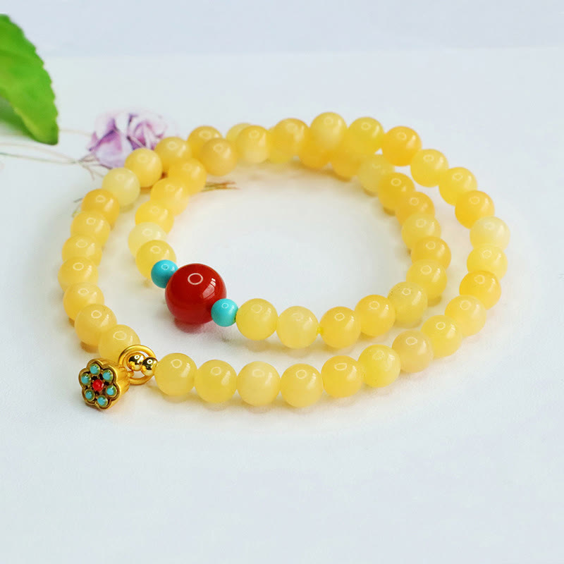 Buddha Stonesトパーズレッドアゲートビーズフォーチュンブレスレット