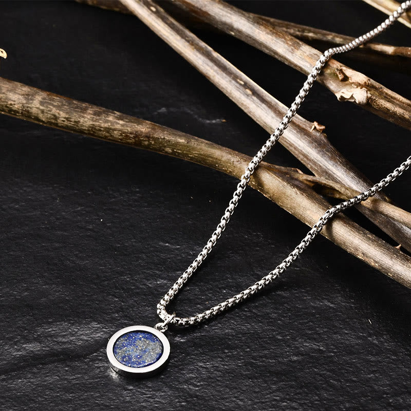 Buddha Stones天然石 ターコイズ タイガーアイ ラズライト マラカイト チタン鋼 浄化ネックレス ペンダント