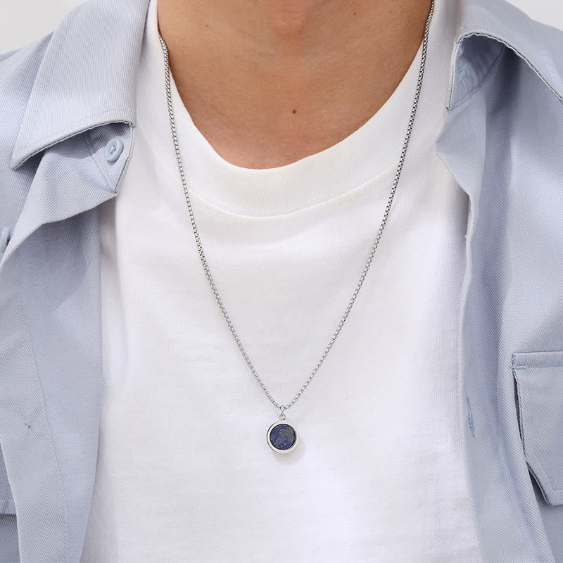 Buddha Stones天然石 ターコイズ タイガーアイ ラズライト マラカイト チタン鋼 浄化ネックレス ペンダント