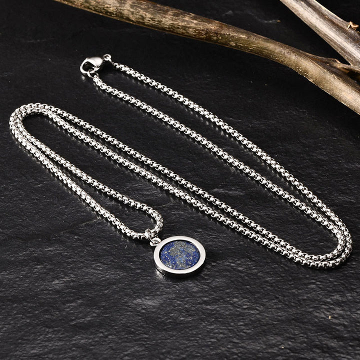 Buddha Stones天然石 ターコイズ タイガーアイ ラズライト マラカイト チタン鋼 浄化ネックレス ペンダント