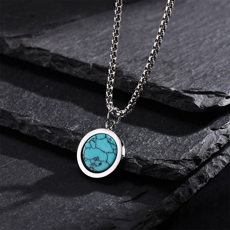 Buddha Stones天然石 ターコイズ タイガーアイ ラズライト マラカイト チタン鋼 浄化ネックレス ペンダント