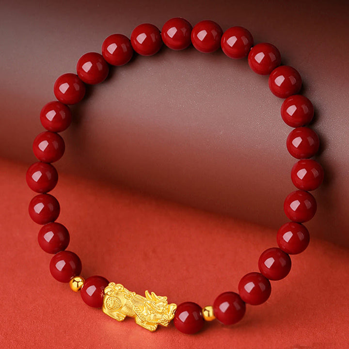 Buddha Stones999ゴールド 5Dハードゴールド 辰砂 貔貅 カームブレスレット - image 2