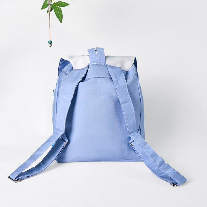 Buddha Stonesハンドメイド ブルー マグノリア 刺繍 大容量 キャンバス バックパック