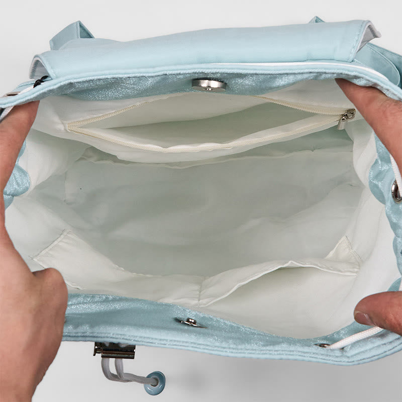 Buddha Stonesハンドメイド ブルー エピフィラム 刺繍 大容量 キャンバス バックパック