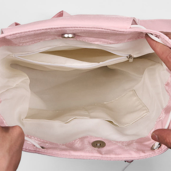 Buddha Stonesハンドメイドのピンクの牡丹の花の刺繍入り大容量キャンバスバックパック