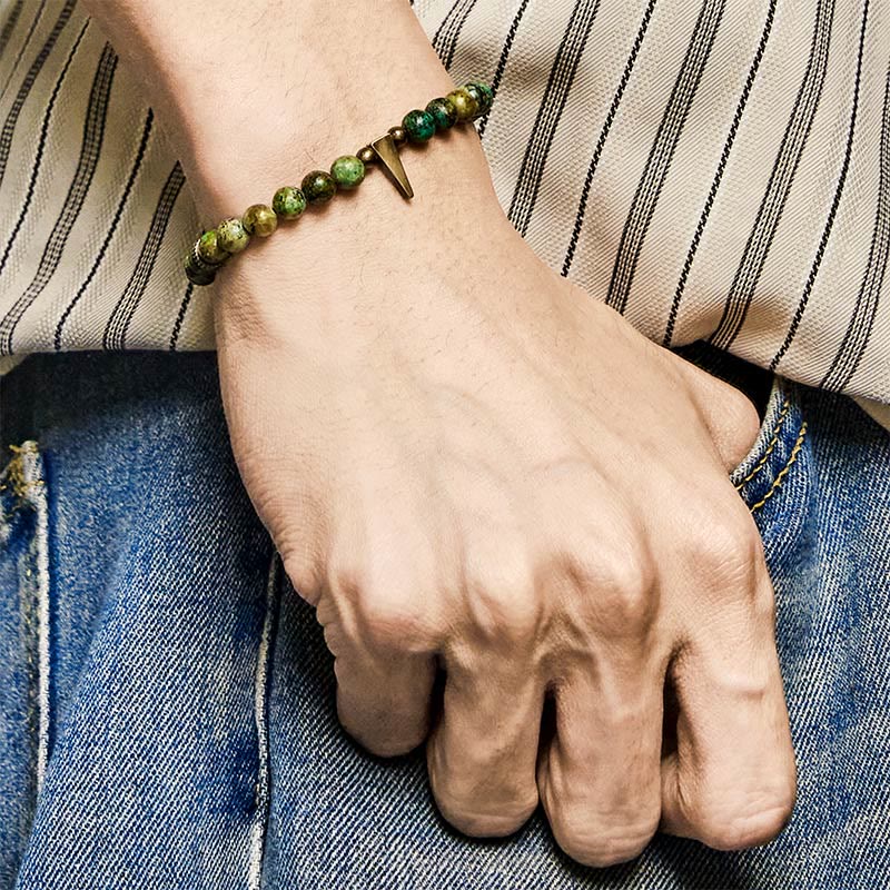 Buddha Stonesヴィンテージ ディストレストデザイン ターコイズ 銅 バランスブレスレット
