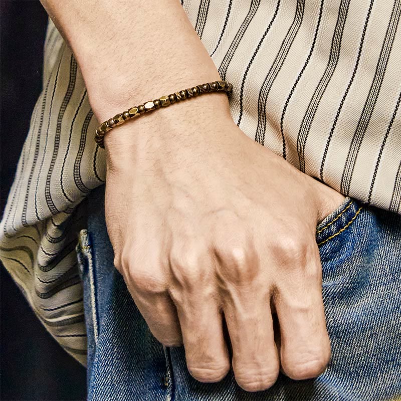 Buddha Stonesレトロ風 アンティーク調 不規則デザイン 銅真鍮 幸運ブレスレット