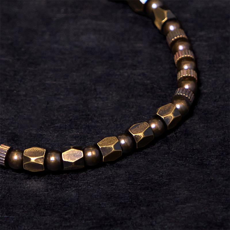 Buddha Stonesレトロ風 アンティーク調 不規則デザイン 銅真鍮 幸運ブレスレット