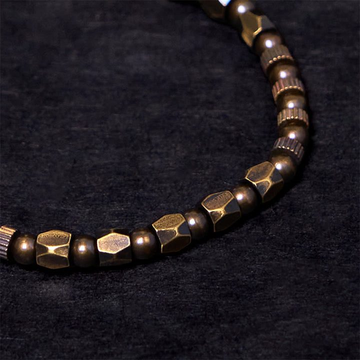 Buddha Stonesレトロ風 アンティーク調 不規則デザイン 銅真鍮 幸運ブレスレット