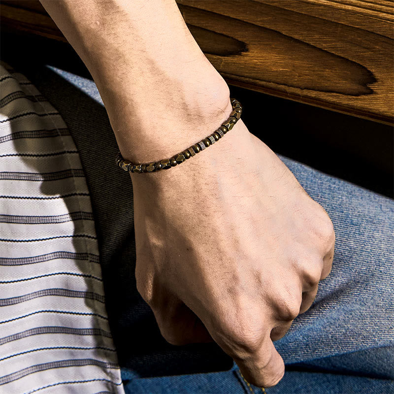 Buddha Stonesレトロ風 アンティーク調 不規則デザイン 銅真鍮 幸運ブレスレット