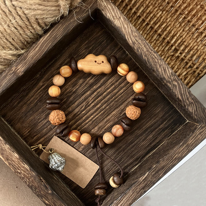 Buddha Stones天然不規則雲コーヒー豆白檀保護ブレスレット - コーヒー豆(手首周り:16~18cm) - image 1