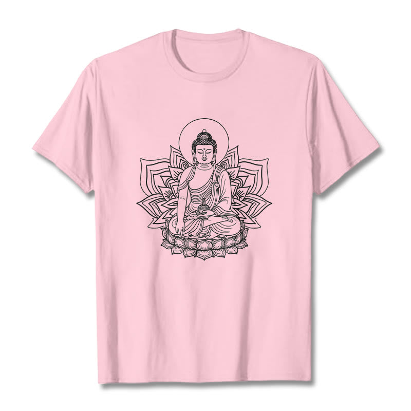 蓮の台座に座る仏陀のBuddha StonesTシャツ - ライトピンク - 2XL - image 13