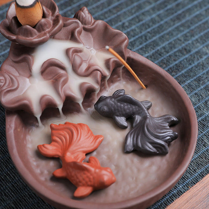 Buddha Stones鯉 牛 紫粘土 陶器 お香立て 癒し お香炉 装飾 - image 12