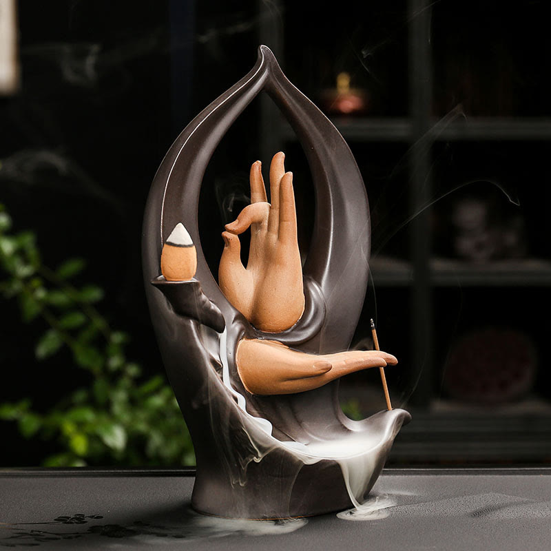Buddha Stones階段 山 水 仏手 陶器 逆流 煙噴水 瞑想 香炉 装飾 - image 8