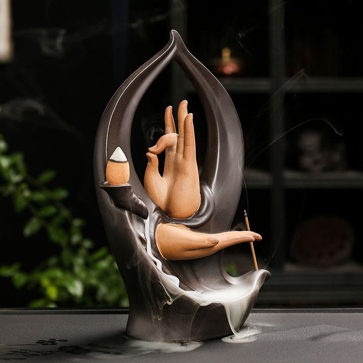 Buddha Stones階段 山 水 仏手 陶器 逆流 煙噴水 瞑想 香炉 装飾 - image 8